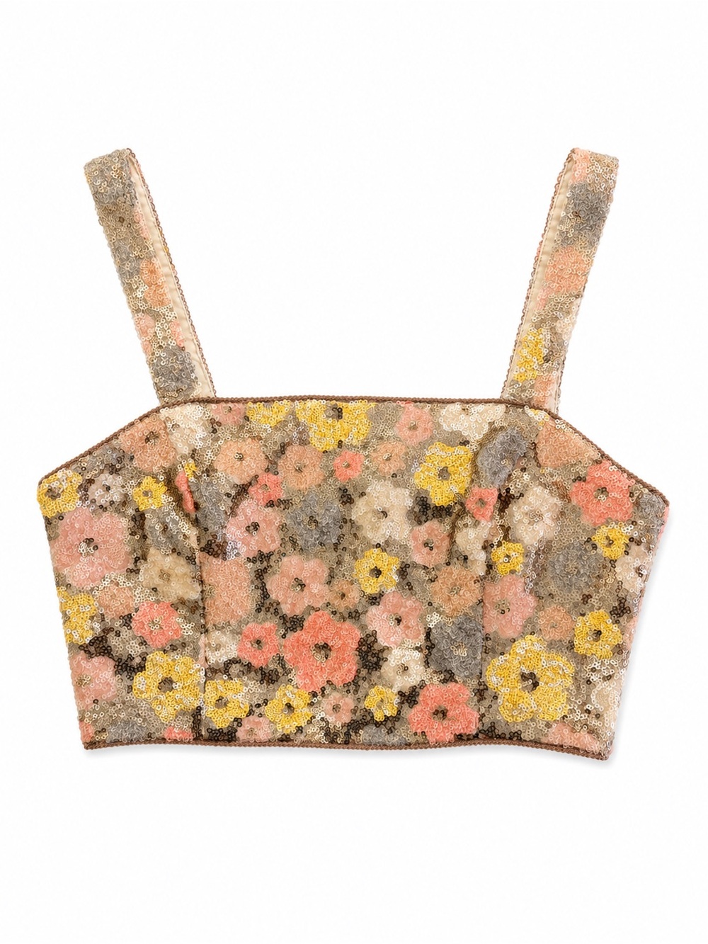 Altar’d State NWT Floral Sequin Crop Top Bustier Tank Size Small - Picture 2 of 10